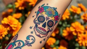 Read more about the article Sugar Skull Tattoo Meaning and Symbolism